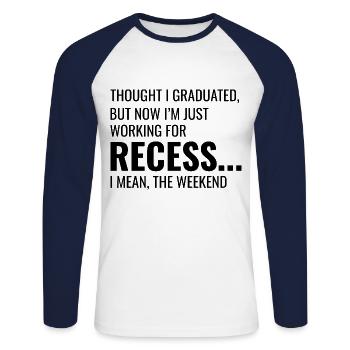 Arbeit Memes Büro-Humor Arbeitsplatz Lustig - Unisex Baseballshirt langarm - Weiß/Navy - Vorne - Nik (191cm)