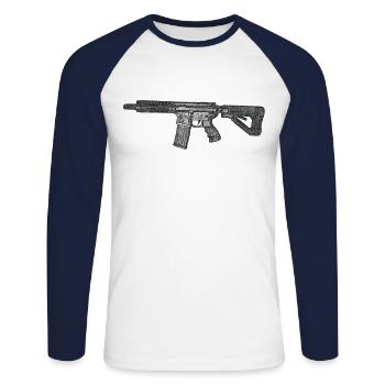 M4 - Dessin - T-shirt baseball manches longues Homme - blanc/marine - Devant - Nik (191cm)