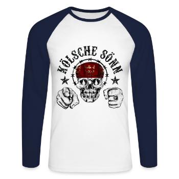 Kölsche Sönn Star - Unisex Baseballshirt langarm - Weiß/Navy - Vorne - Nik (191cm)