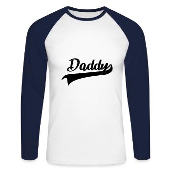 Daddy Father Father's Day Dad - Unisex Long Sleeve Baseball T-Shirt - white/navy - Front - Nik (191cm)