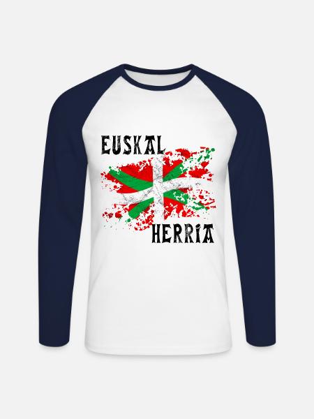 Pays Basque - Euskal Herria 21 - T-shirt baseball manches longues Homme - blanc/marine