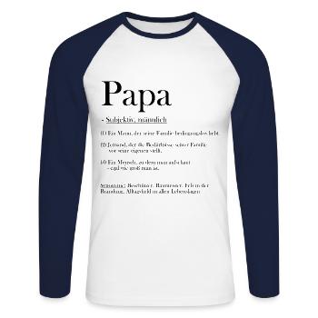 Papa - Unisex Baseballshirt langarm - Weiß/Navy - Vorne - Nik (191cm)