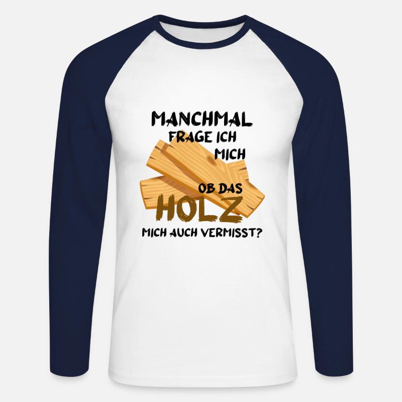 Holz geschenk - Unisex Baseballshirt langarm - Weiß/Navy
