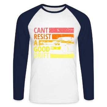 Cant resist a drift, Drift, Drive - T-shirt baseball manches longues Homme - blanc/marine - Devant - Nik (191cm)