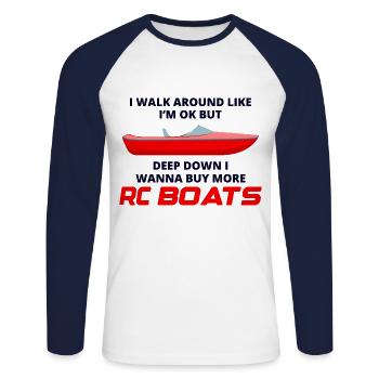 Rc Boat Racing Course de hors-bord électrique - T-shirt baseball manches longues Homme - blanc/marine - Devant - Nik (191cm)