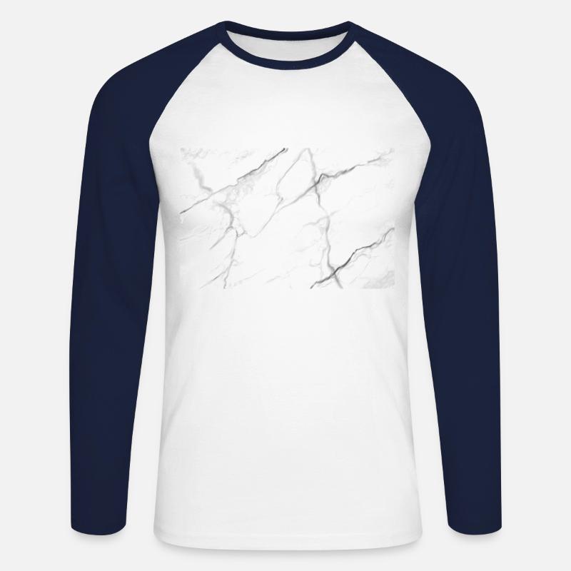 Weißer Marmor - Unisex Baseballshirt langarm - Weiß/Navy