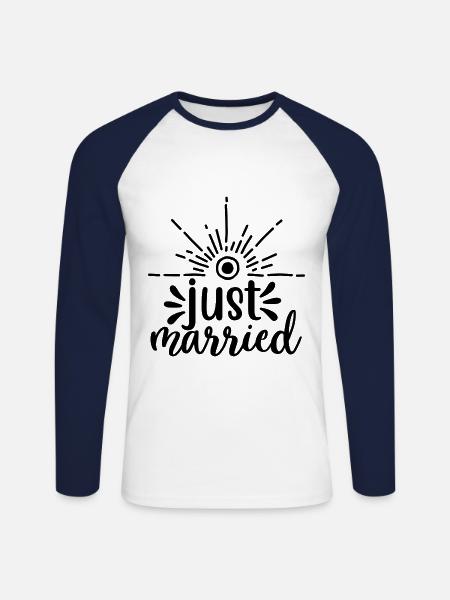 Just married - wedding design - Unisex Long Sleeve Baseball T-Shirt - white/navy
