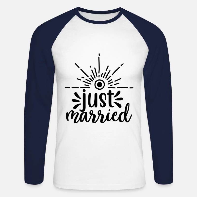 Just married - wedding design - Unisex Long Sleeve Baseball T-Shirt - white/navy