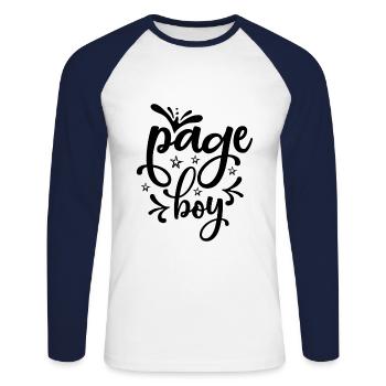 Page garçon - conception de mariage - T-shirt baseball manches longues Homme - blanc/marine - Devant - Nik (191cm)