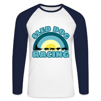 Sled Dog Racing Schlittenhunde Husky Musher - Unisex Baseballshirt langarm - Weiß/Navy - Vorne - Nik (191cm)