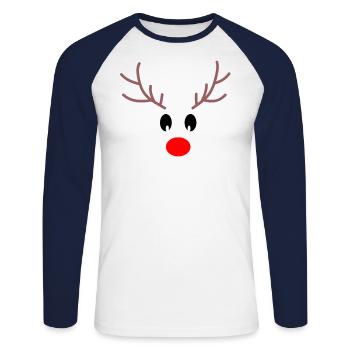 Christmas reindeer Noel gift idea - Unisex Long Sleeve Baseball T-Shirt - white/navy - Front - Nik (191cm)