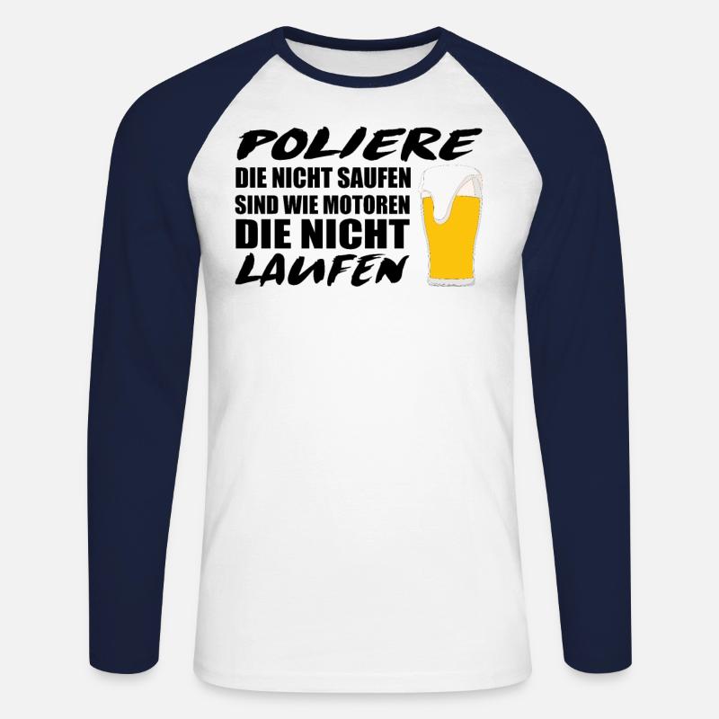 Polier Baustelle Geschenkidee - Unisex Baseballshirt langarm - Weiß/Navy