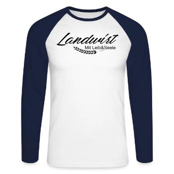 Farmer Profession Gift Idea - Unisex Long Sleeve Baseball T-Shirt - white/navy - Front - Nik (191cm)
