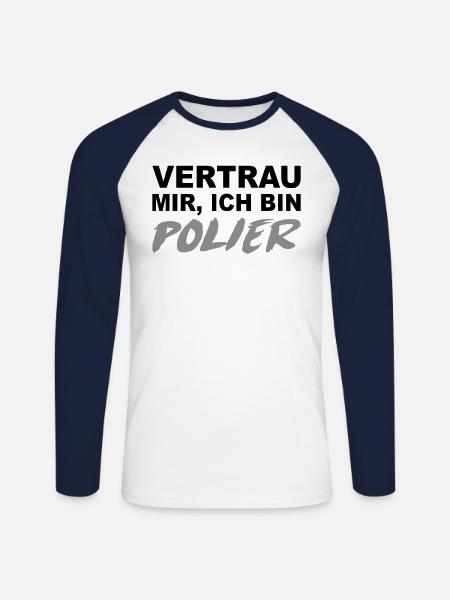 Polier Beruf Baustelle Geschenkidee - Unisex Baseballshirt langarm - Weiß/Navy
