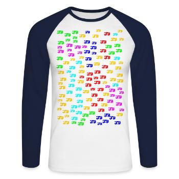 Wohnmobile klein bunt - Unisex Baseballshirt langarm - Weiß/Navy - Vorne - Nik (191cm)