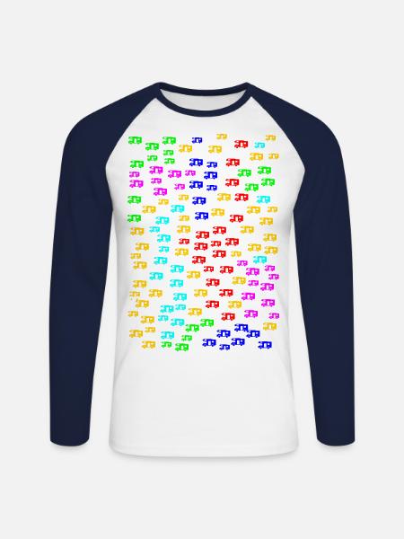Wohnmobile klein bunt - Unisex Baseballshirt langarm - Weiß/Navy
