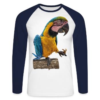 The blue and yellow macaw - Unisex Long Sleeve Baseball T-Shirt - white/navy - Front - Nik (191cm)