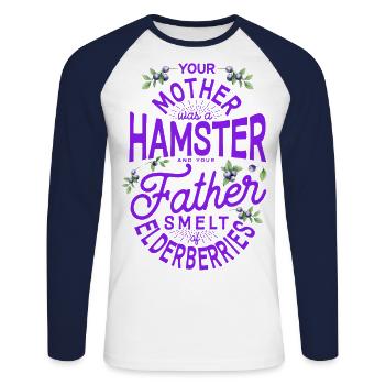Your Mother Was A Hamster And Your Father Hamster - Unisex Baseballshirt langarm - Weiß/Navy - Vorne - Nik (191cm)
