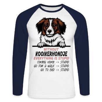 Ohne Kooikerhondje ist alles doof - Unisex Baseballshirt langarm - Weiß/Navy - Vorne - Nik (191cm)