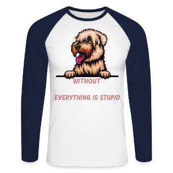 Ohne Wheaten Terrier ist alles doof - Unisex Baseballshirt langarm - Weiß/Navy - Vorne - Nik (191cm)