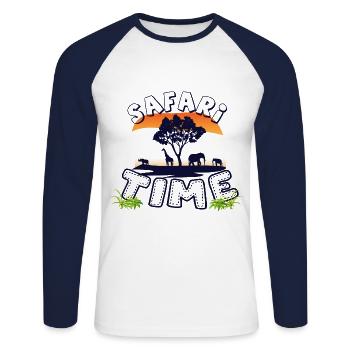 Safari Big Five - T-shirt baseball manches longues Homme - blanc/marine - Devant - Nik (191cm)