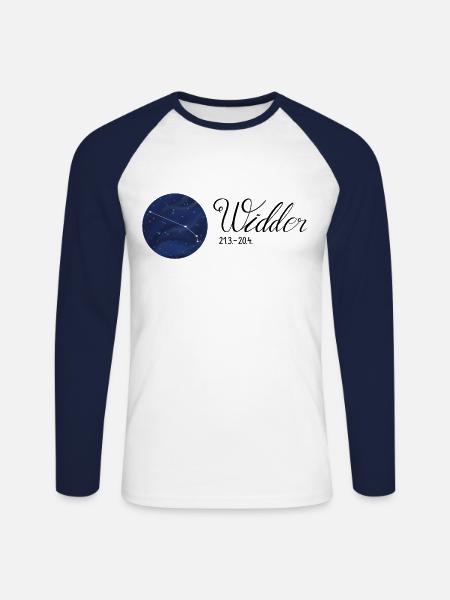 Sternzeichen Widder Tierkreiszeichen Astrologie - Unisex Baseballshirt langarm - Weiß/Navy