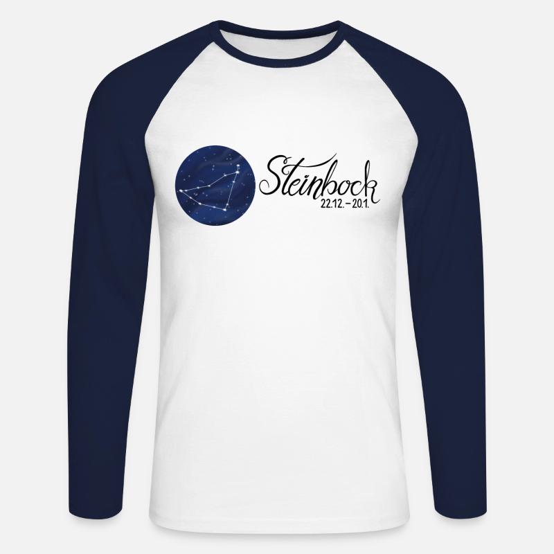 Sternzeichen Steinbock Tierkreiszeichen Astrologie - Unisex Baseballshirt langarm - Weiß/Navy