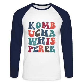 Kombucha Whisperer Vintage - Unisex Baseballshirt langarm - Weiß/Navy - Vorne - Nik (191cm)