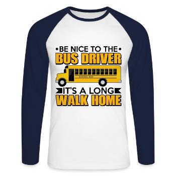 Bus Chauffeurs de bus Bus Chauffeurs - T-shirt baseball manches longues Homme - blanc/marine - Devant - Nik (191cm)
