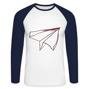 Paper airplane - cool arty style for high-flyers - Unisex Long Sleeve Baseball T-Shirt - white/navy - Front - Nik (191cm)