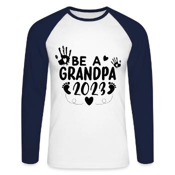 Expectant Grandpa 2023, 2023 I will be Grandpa, 2023 Grandpa - Unisex Long Sleeve Baseball T-Shirt - white/navy - Front - Nik (191cm)
