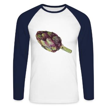 artichoke - Unisex Long Sleeve Baseball T-Shirt - white/navy - Front - Nik (191cm)