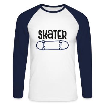 Skater Skateboard Halfpipe Board Sport Freestyle - Unisex Long Sleeve Baseball T-Shirt - white/navy - Front - Nik (191cm)