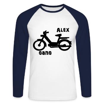 ALEX MOFA GEAR - T-shirt baseball manches longues Homme - blanc/marine - Devant - Nik (191cm)