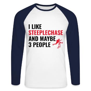 Steeplechase Race Steeplechaser Athlétisme - T-shirt baseball manches longues Homme - blanc/marine - Devant - Nik (191cm)