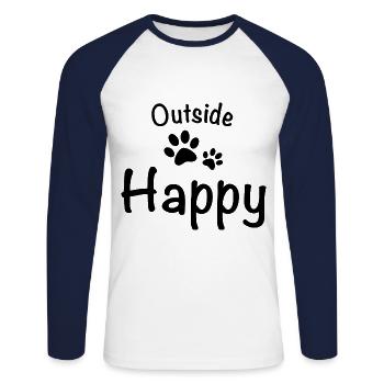 Outside dog happy dog walking - Unisex Long Sleeve Baseball T-Shirt - white/navy - Front - Nik (191cm)