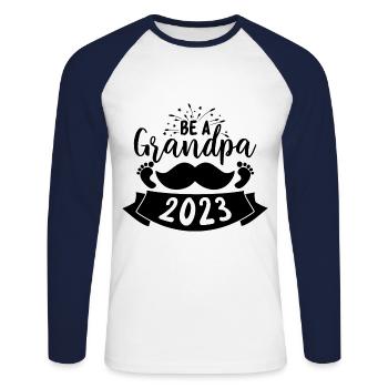 Grandpa-to-be 2023, I'll be a grandpa in 2023, grandpa in 2023 - Unisex Long Sleeve Baseball T-Shirt - white/navy - Front - Nik (191cm)