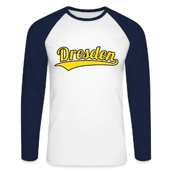 Dresden Germany Hometown - Unisex Long Sleeve Baseball T-Shirt - white/navy - Front - Nik (191cm)