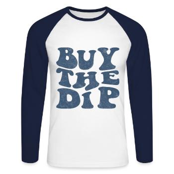 Achetez la trempette! Bleu rétro - T-shirt baseball manches longues Homme - blanc/marine - Devant - Nik (191cm)