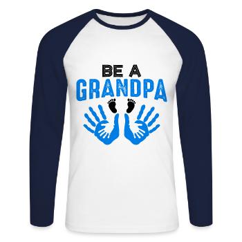 Werdender Opa, Endlich werde ich ein Opa - Unisex Baseballshirt langarm - Weiß/Navy - Vorne - Nik (191cm)