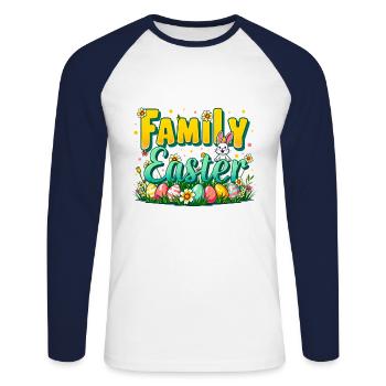 Family Easter - Ostern - Unisex Long Sleeve Baseball T-Shirt - white/navy - Front - Nik (191cm)