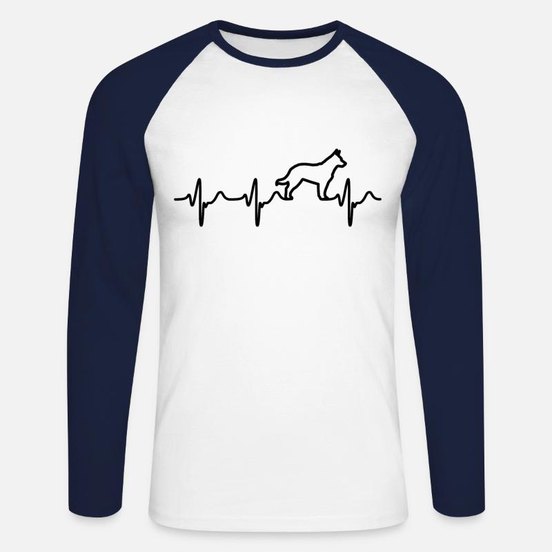 Herzschlag Deutscher Schäferhund - Unisex Baseballshirt langarm - Weiß/Navy