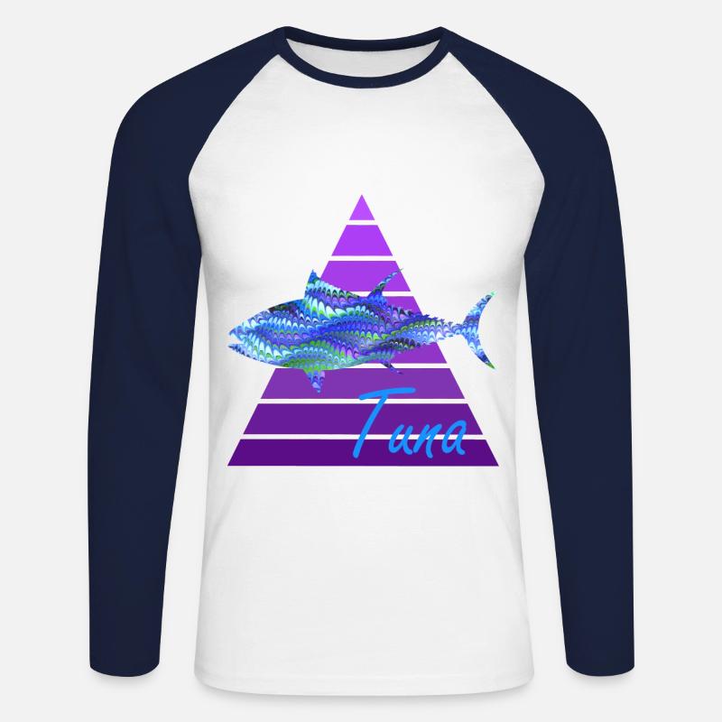 thunfisch e 103 - Unisex Baseballshirt langarm - Weiß/Navy
