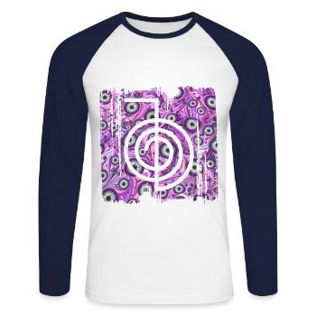 cho ku rei e 6 - Unisex Long Sleeve Baseball T-Shirt - white/navy - Front - Nik (191cm)