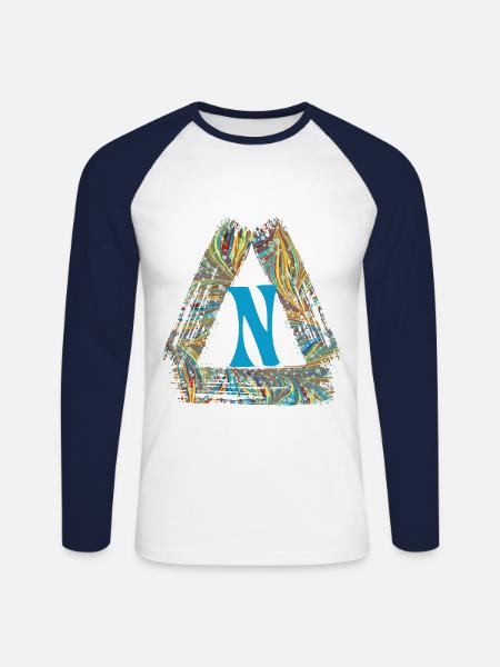 e 201 n - T-shirt baseball manches longues Homme - blanc/marine