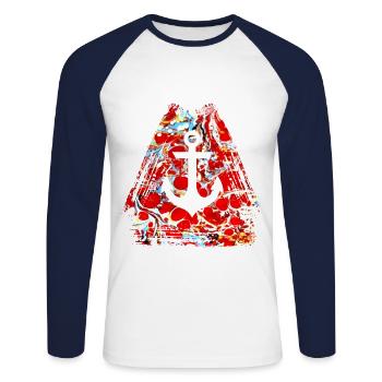 ancre e 251 - T-shirt baseball manches longues Homme - blanc/marine - Devant - Nik (191cm)