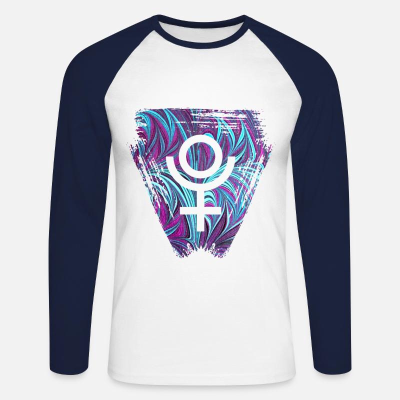 pluto e 74 - Unisex Baseballshirt langarm - Weiß/Navy