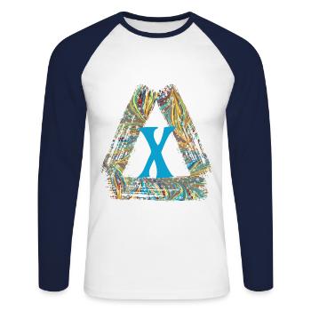 E 201 x - T-shirt baseball manches longues Homme - blanc/marine - Devant - Nik (191cm)
