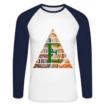 Triangle E 56 E - T-shirt baseball manches longues Homme - blanc/marine - Devant - Nik (191cm)