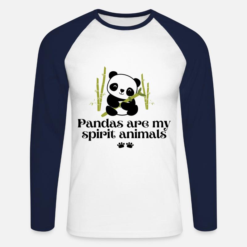 Pandas sind mein Geisttier - Unisex Baseballshirt langarm - Weiß/Navy